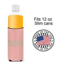 Load image into Gallery viewer, English Large White Pig Pink Check   Hugger for slim cans