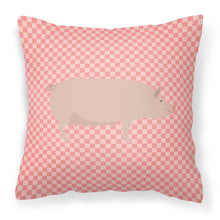 Load image into Gallery viewer, English Large White Pig Pink Check Fabric Decorative Pillow BB7938PW1818