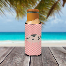Load image into Gallery viewer, Gloucester Old Spot Pig Pink Check   Hugger for slim cans