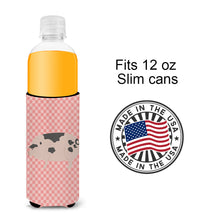 Load image into Gallery viewer, Gloucester Old Spot Pig Pink Check   Hugger for slim cans