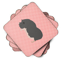 Load image into Gallery viewer, Vietnamese Pot-Bellied Pig Pink Check Foam Coaster  BB7941FC