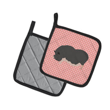 Load image into Gallery viewer, Vietnamese Pot-Bellied Pig Pink Check Pot Holders - Set of 2 - Heat-Resistant Kitchen Essentials BB7941PTHD