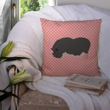 Load image into Gallery viewer, Vietnamese Pot-Bellied Pig Pink Check Throw Pillow - 14x14 Decorative Pillow – Art for Your Home &amp; Patio BB7941PW1414