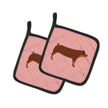 Load image into Gallery viewer, Duroc Pig Pink Check Pot Holders - Set of 2 - Heat-Resistant Kitchen Essentials BB7942PTHD