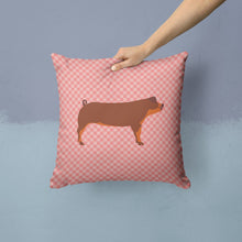 Load image into Gallery viewer, Duroc Pig Pink Check Throw Pillow - 14x14 Decorative Pillow – Art for Your Home &amp; Patio BB7942PW1414