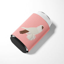 Load image into Gallery viewer, German Helmet Pigeon Pink Check Can or Bottle Hugger BB7944CC