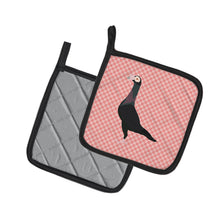 Load image into Gallery viewer, English Carrier Pigeon Pink Check Pot Holders - Set of 2 - Heat-Resistant Kitchen Essentials BB7945PTHD