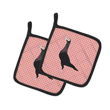 Load image into Gallery viewer, English Carrier Pigeon Pink Check Pot Holders - Set of 2 - Heat-Resistant Kitchen Essentials BB7945PTHD