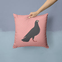 Load image into Gallery viewer, Budapest Highflyer Pigeon Pink Check Throw Pillow - 14x14 Decorative Pillow – Art for Your Home &amp; Patio BB7947PW1414