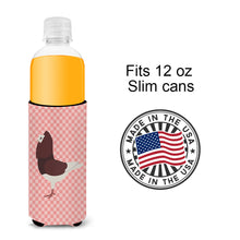 Load image into Gallery viewer, Capuchin Red Pigeon Pink Check   Hugger for slim cans