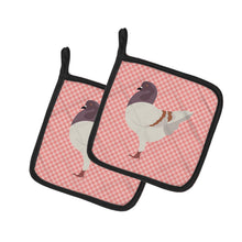 Load image into Gallery viewer, German Modena Pigeon Pink Check Pot Holders - Set of 2 - Heat-Resistant Kitchen Essentials BB7949PTHD