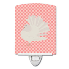 Load image into Gallery viewer, Silver Fantail Pigeon Pink Check Ceramic Night Light BB7950CNL