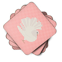 Load image into Gallery viewer, Silver Fantail Pigeon Pink Check Foam Coaster  BB7950FC