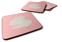 Load image into Gallery viewer, Silver Fantail Pigeon Pink Check Foam Coaster  BB7950FC