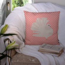 Load image into Gallery viewer, Silver Fantail Pigeon Pink Check Throw Pillow - 14x14 Decorative Pillow – Art for Your Home &amp; Patio BB7950PW1414