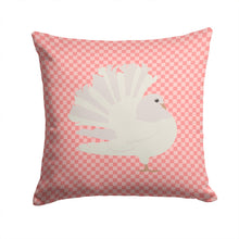 Load image into Gallery viewer, Silver Fantail Pigeon Pink Check Throw Pillow - 14x14 Decorative Pillow – Art for Your Home &amp; Patio BB7950PW1414