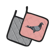 Load image into Gallery viewer, Racing Pigeon Pink Check Pot Holders - Set of 2 - Heat-Resistant Kitchen Essentials BB7951PTHD