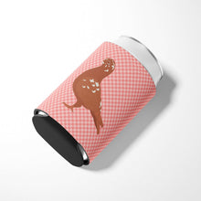 Load image into Gallery viewer, African Owl Pigeon Pink Check Can or Bottle Hugger BB7953CC