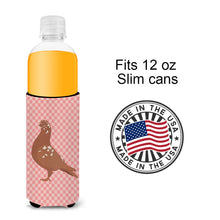 Load image into Gallery viewer, African Owl Pigeon Pink Check   Hugger for slim cans