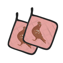 Load image into Gallery viewer, African Owl Pigeon Pink Check Pot Holders - Set of 2 - Heat-Resistant Kitchen Essentials BB7953PTHD