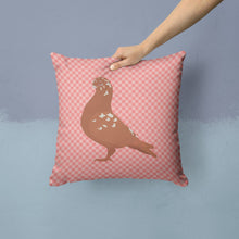 Load image into Gallery viewer, African Owl Pigeon Pink Check Throw Pillow - 14x14 Decorative Pillow – Art for Your Home &amp; Patio BB7953PW1414