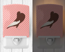 Load image into Gallery viewer, English Pouter Pigeon Pink Check Ceramic Night Light BB7954CNL