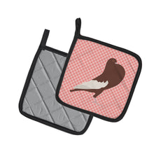Load image into Gallery viewer, English Pouter Pigeon Pink Check Pot Holders - Set of 2 - Heat-Resistant Kitchen Essentials BB7954PTHD