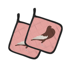 Load image into Gallery viewer, English Pouter Pigeon Pink Check Pot Holders - Set of 2 - Heat-Resistant Kitchen Essentials BB7954PTHD