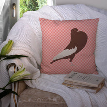 Load image into Gallery viewer, English Pouter Pigeon Pink Check Throw Pillow - 14x14 Decorative Pillow – Art for Your Home &amp; Patio BB7954PW1414