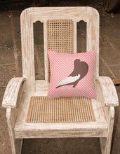 Load image into Gallery viewer, English Pouter Pigeon Pink Check Fabric Decorative Pillow BB7954PW1818