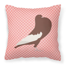 Load image into Gallery viewer, English Pouter Pigeon Pink Check Fabric Decorative Pillow BB7954PW1818