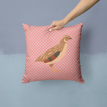 Load image into Gallery viewer, Golden Phoenix Quail Pink Check Throw Pillow - 14x14 Decorative Pillow – Art for Your Home &amp; Patio BB7955PW1414