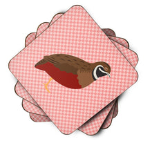 Load image into Gallery viewer, Chinese Painted or King Quail Pink Check Foam Coaster  BB7956FC