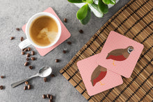 Load image into Gallery viewer, Chinese Painted or King Quail Pink Check Foam Coaster  BB7956FC