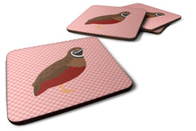 Load image into Gallery viewer, Chinese Painted or King Quail Pink Check Foam Coaster  BB7956FC