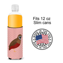 Load image into Gallery viewer, Chinese Painted or King Quail Pink Check   Hugger for slim cans