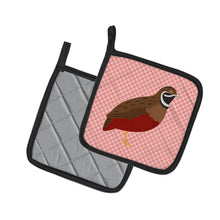 Load image into Gallery viewer, Chinese Painted or King Quail Pink Check Pot Holders - Set of 2 - Heat-Resistant Kitchen Essentials BB7956PTHD