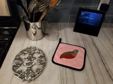 Load image into Gallery viewer, Chinese Painted or King Quail Pink Check Pot Holders - Set of 2 - Heat-Resistant Kitchen Essentials BB7956PTHD