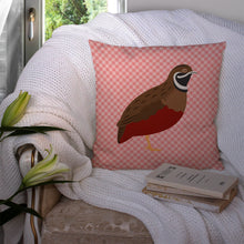 Load image into Gallery viewer, Chinese Painted or King Quail Pink Check Throw Pillow - 14x14 Decorative Pillow – Art for Your Home &amp; Patio BB7956PW1414