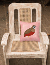 Load image into Gallery viewer, Chinese Painted or King Quail Pink Check Fabric Decorative Pillow BB7956PW1818