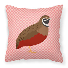 Load image into Gallery viewer, Chinese Painted or King Quail Pink Check Fabric Decorative Pillow BB7956PW1818