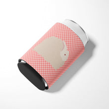 Load image into Gallery viewer, Fluffy Angora Rabbit Pink Check Can or Bottle Hugger BB7959CC