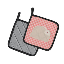 Load image into Gallery viewer, Fluffy Angora Rabbit Pink Check Pot Holders - Set of 2 - Heat-Resistant Kitchen Essentials BB7959PTHD