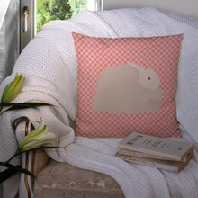 Load image into Gallery viewer, Fluffy Angora Rabbit Pink Check Throw Pillow - 14x14 Decorative Pillow – Art for Your Home &amp; Patio BB7959PW1414