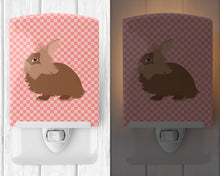 Load image into Gallery viewer, Lionhead Rabbit Pink Check Ceramic Night Light BB7960CNL