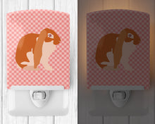 Load image into Gallery viewer, English Lop Rabbit Pink Check Ceramic Night Light BB7962CNL