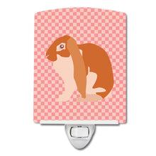 Load image into Gallery viewer, English Lop Rabbit Pink Check Ceramic Night Light BB7962CNL