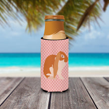 Load image into Gallery viewer, English Lop Rabbit Pink Check   Hugger for slim cans