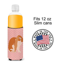 Load image into Gallery viewer, English Lop Rabbit Pink Check   Hugger for slim cans