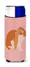 Load image into Gallery viewer, English Lop Rabbit Pink Check   Hugger for slim cans